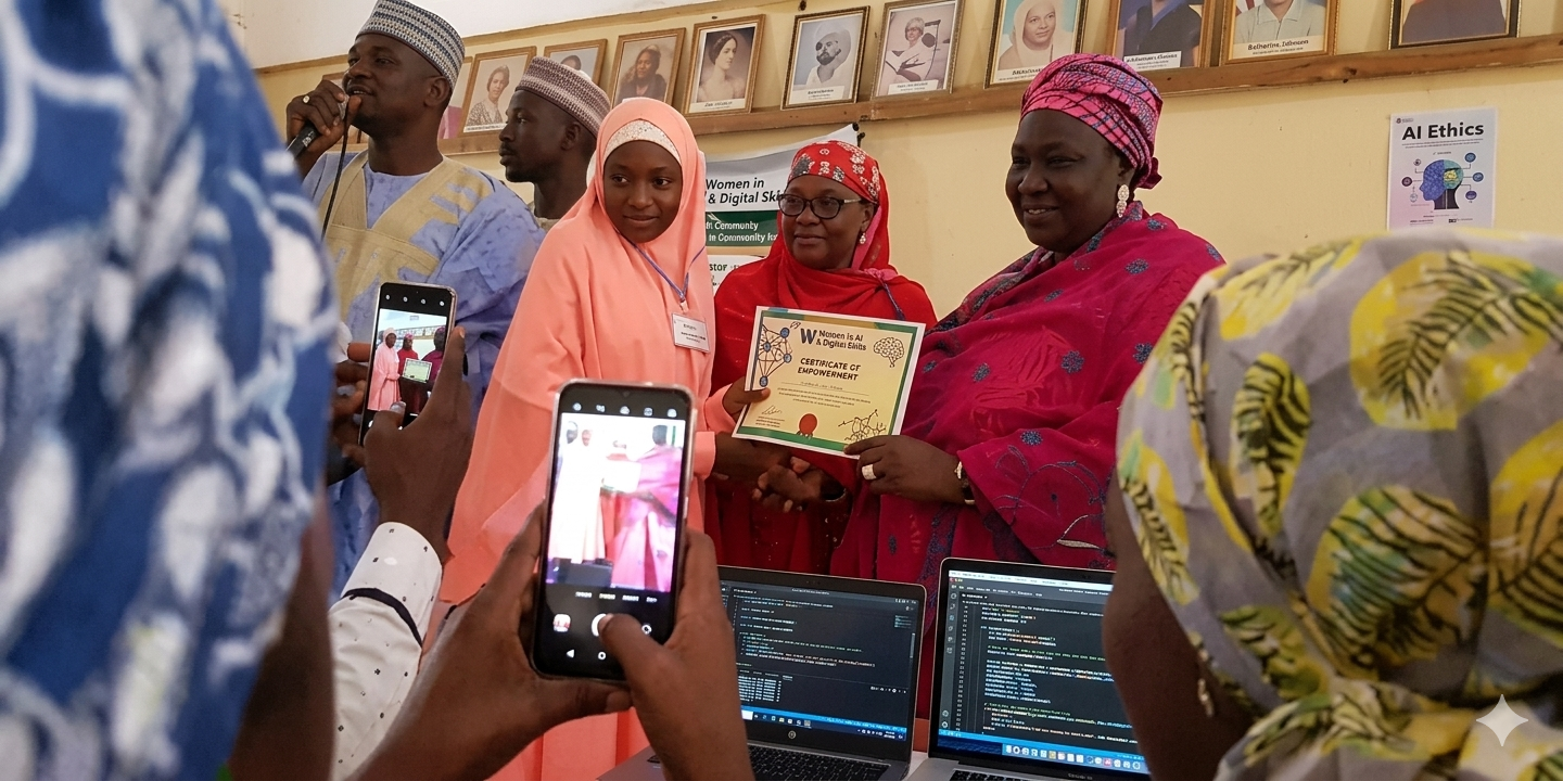 AI and digital skills class – youth using laptops and robotics kits